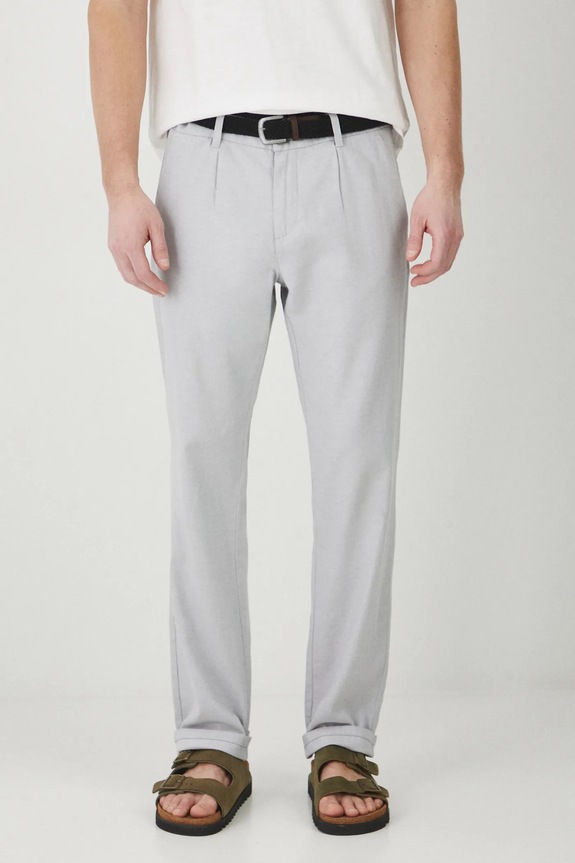 Spodnie z lnem męskie z paskiem melanżowe kolor szary RS25-SPM061 szary RS25