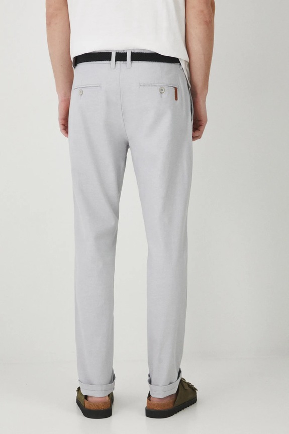 Odzież Spodnie z lnem męskie z paskiem melanżowe kolor szary RS25-SPM061 szary