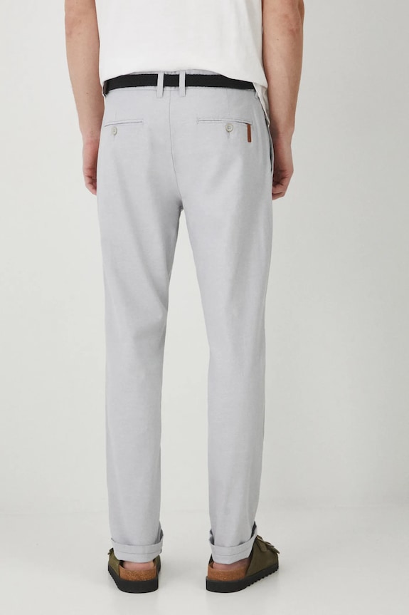 Odzież Spodnie z lnem męskie z paskiem melanżowe kolor szary RS25-SPM061 szary