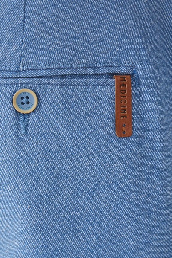 Spodnie z lnem męskie z paskiem melanżowe kolor niebieski niebieski RS25-SPM061