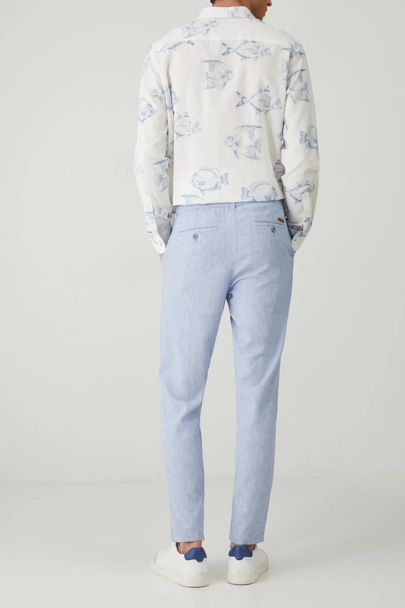 Odzież Spodnie z lnem męskie regular melanżowe kolor niebieski RS25-SPM071 niebieski