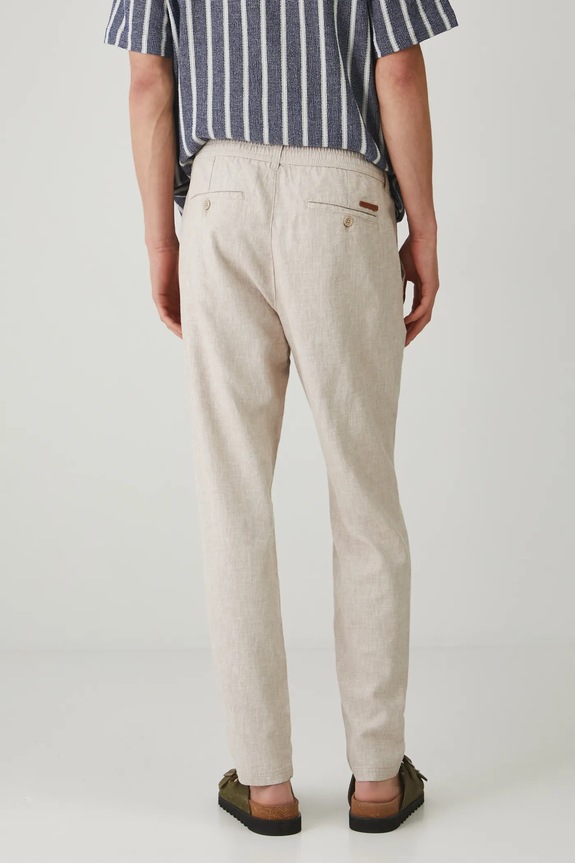 Odzież Spodnie z lnem męskie regular melanżowe kolor beżowy RS25-SPM071 beżowy