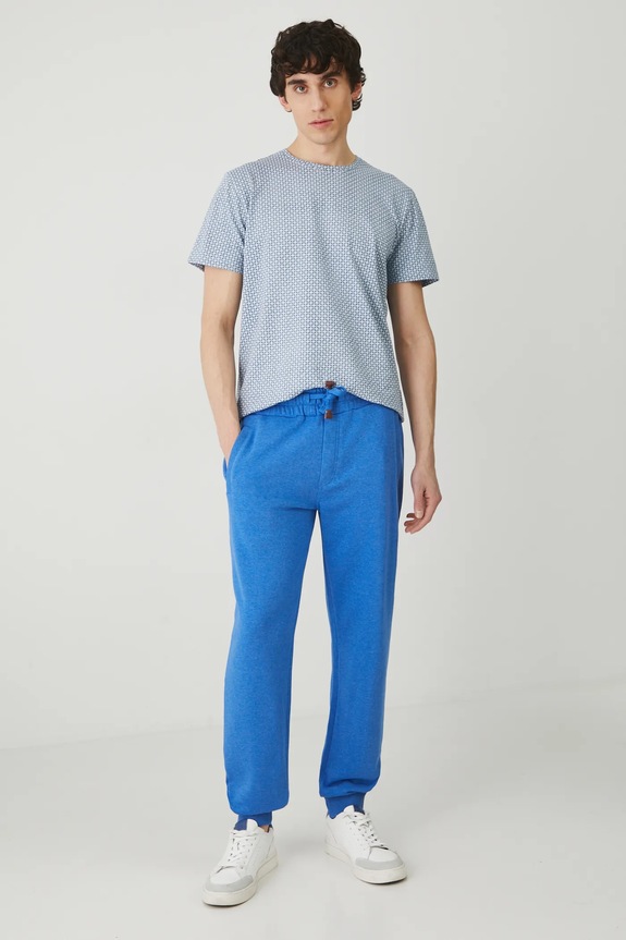 Spodnie dresowe męskie jogger melanżowe kolor niebieski RS25-SPM080 niebieski RS25