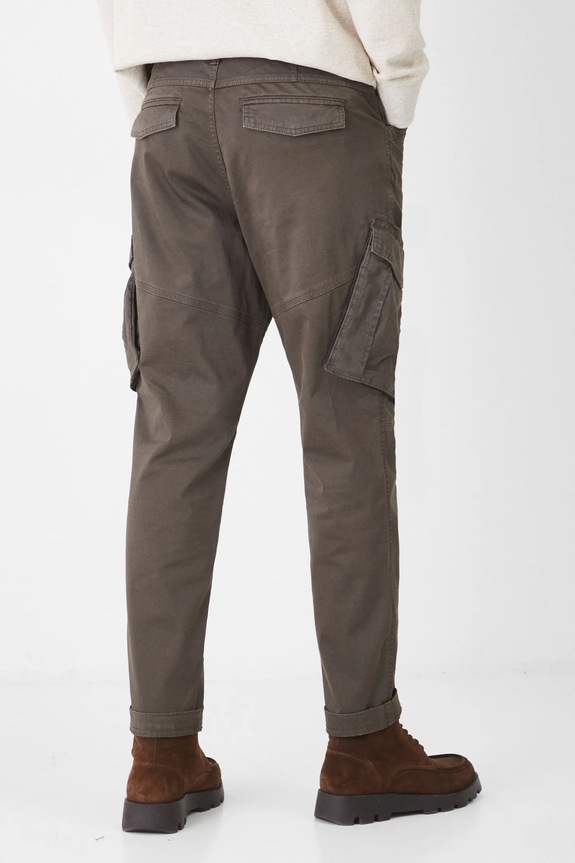 Odzież Spodnie bawełniane męskie tapered z elastanem i kieszeniami cargo kolor zielony RS25.SPM100 zielony