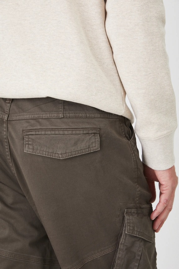 Spodnie bawełniane męskie tapered z elastanem i kieszeniami cargo kolor zielony zielony RS25.SPM100