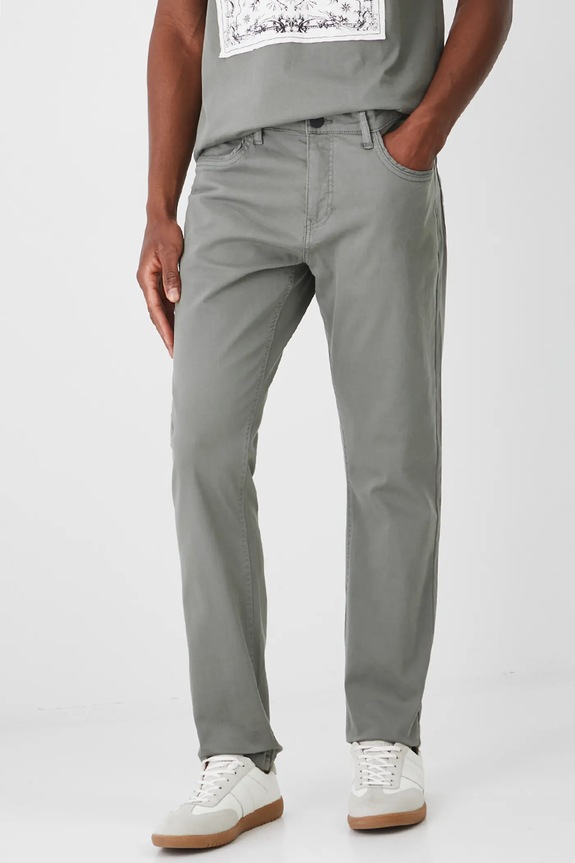 Spodnie męskie slim gładkie kolor zielony tkanina zielony RS25-SPM400