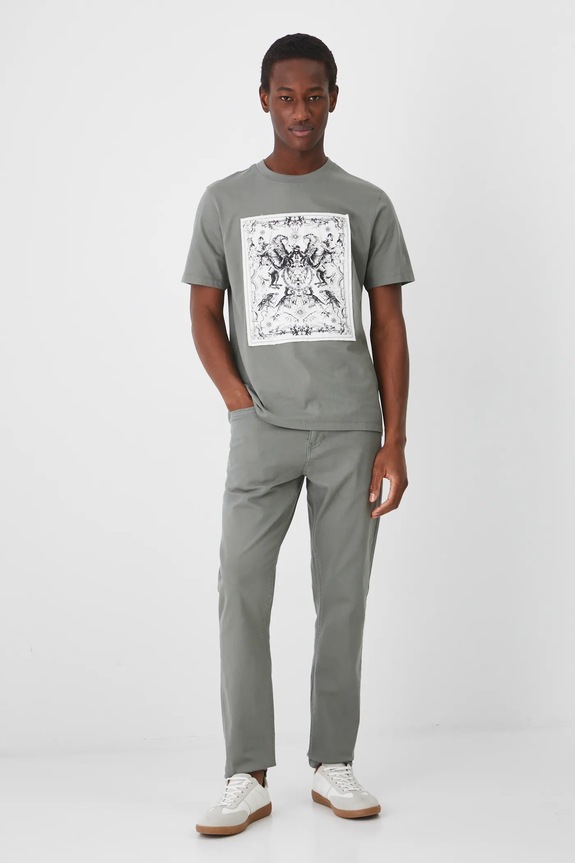 Spodnie męskie slim gładkie kolor zielony RS25-SPM400 zielony RS25