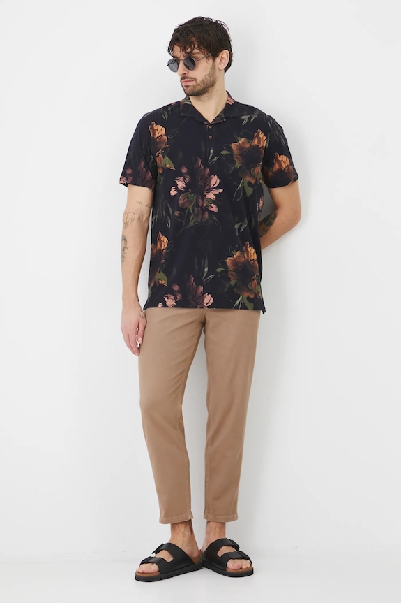 Kalhoty pánské carrot se sepraným efektem hnědá barva RS25.SPM505 hnědá RS25