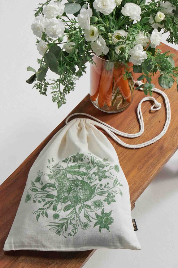 Úložná taška z ľanovej zmesi s potlačou 30 x 40 cm béžová farba béžová RS25.SRU501