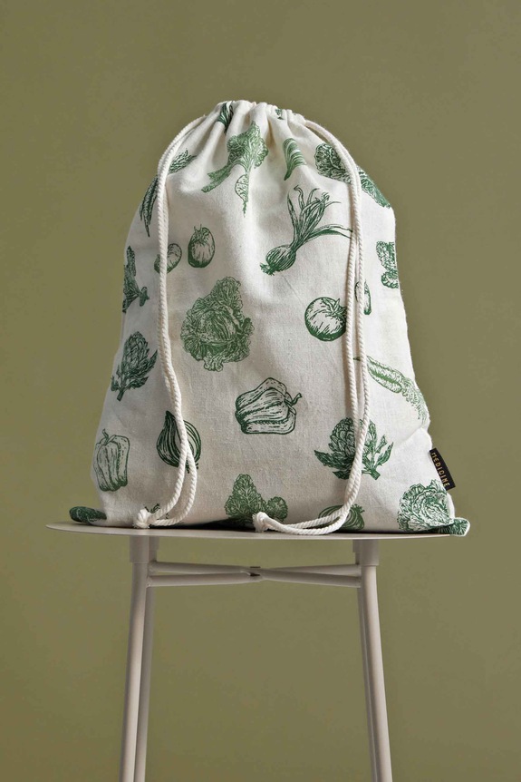 Worek do przechowywania z domieszką lnu wzorzysty 30 x 40 cm kolor zielony zielony RS25-SRU502