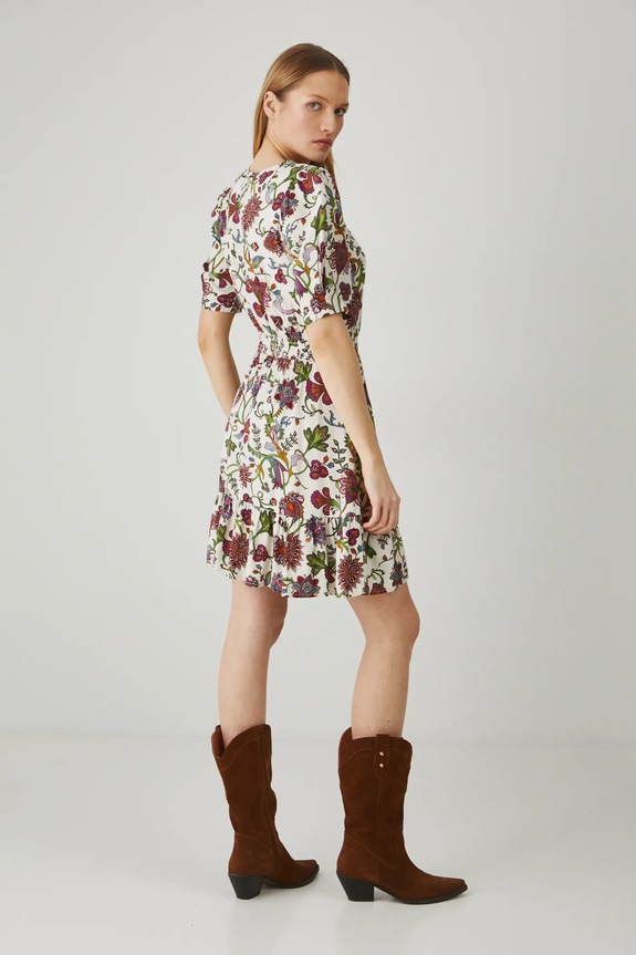 Oblečenie Šaty dámske mini z viskózy béžová farba RS25-SUD071 béžová