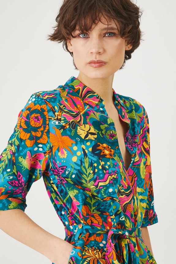 Sukienka damska midi z paskiem z wiskozy kolor multicolor multicolor RS25-SUD076