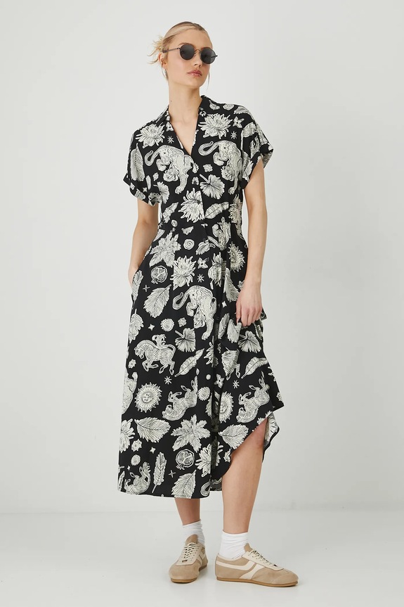 Φόρεμα Medicine εμπριμέ μαύρο RS25-SUD092