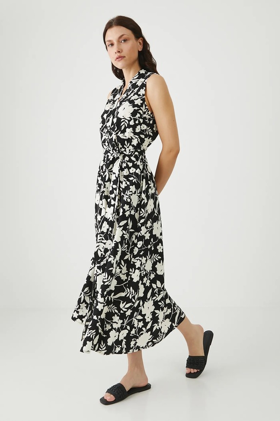 Sukienka midi z paskiem kolor czarny midi czarny RS25-SUD0B0