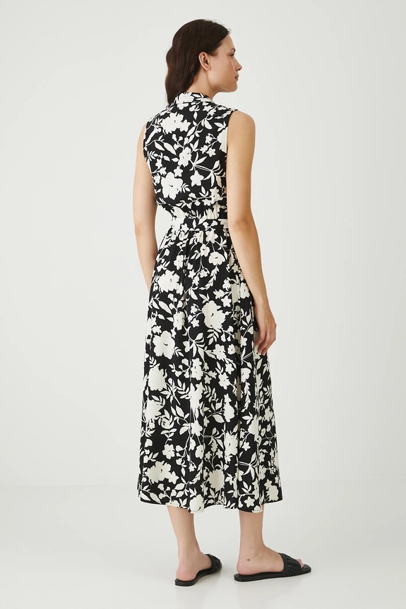 Odzież Sukienka midi z paskiem kolor czarny RS25-SUD0B0 czarny