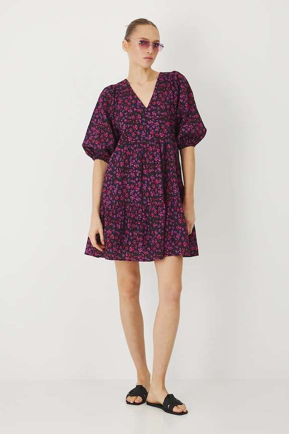 Φόρεμα Medicine εμπριμέ μαύρο RS25-SUD0B2