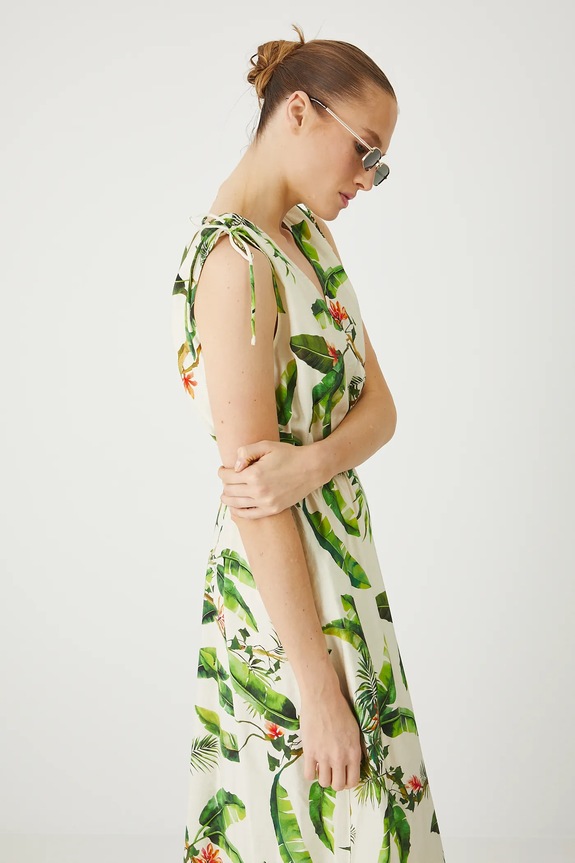 Šaty dámské midi, se vzorem béžová barva midi béžová RS25-SUD0B3