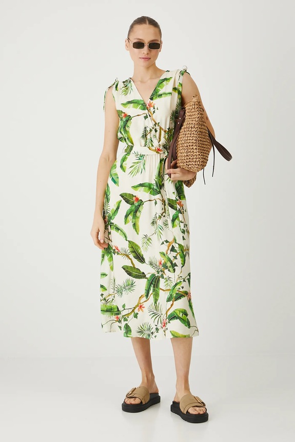 Šaty dámské midi, se vzorem béžová barva RS25-SUD0B3 béžová RS26