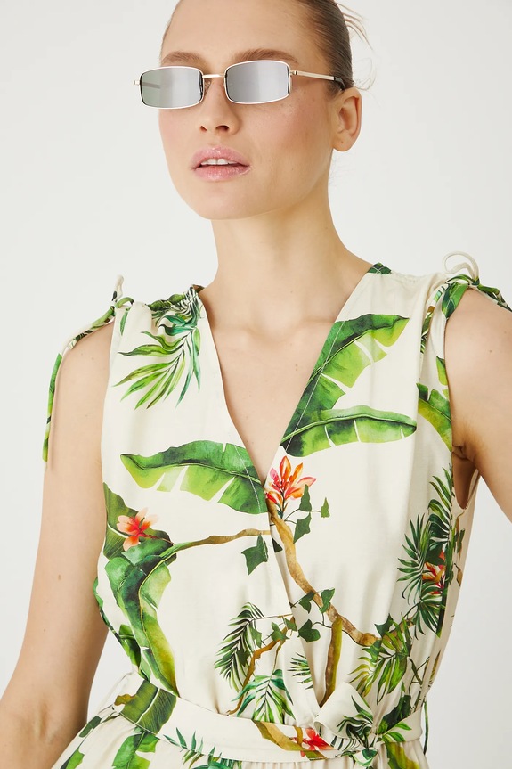 Šaty dámské midi, se vzorem béžová barva béžová RS25-SUD0B3