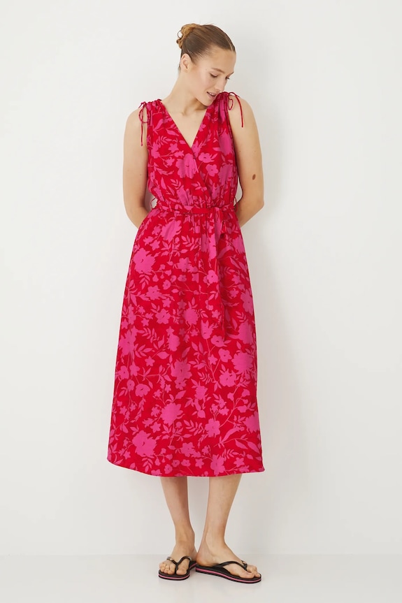 Šaty dámské midi, se vzorem červená barva RS25-SUD0B3 červená RS26