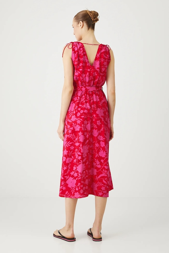 Oblečení Šaty dámské midi, se vzorem červená barva RS25-SUD0B3 červená