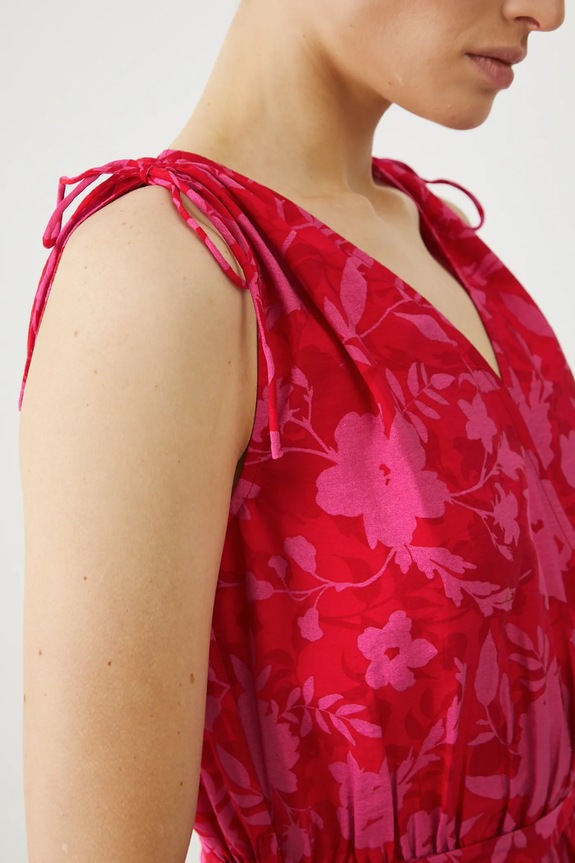 Šaty dámské midi, se vzorem červená barva RS25-SUD0B3 červená