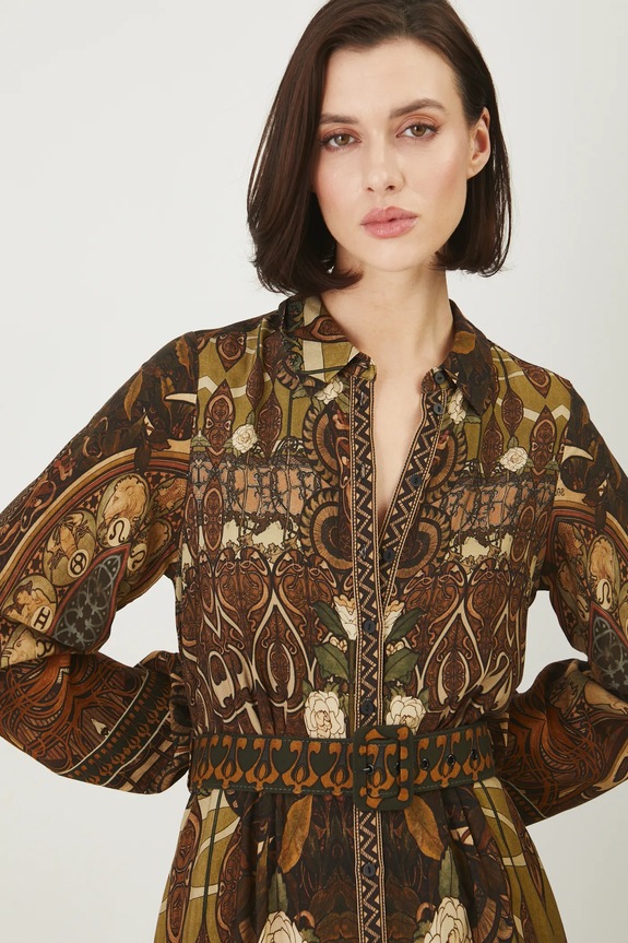 Sukienka midi z kolekcji Eviva L'arte kolor multicolor RS25.SUD251 multicolor