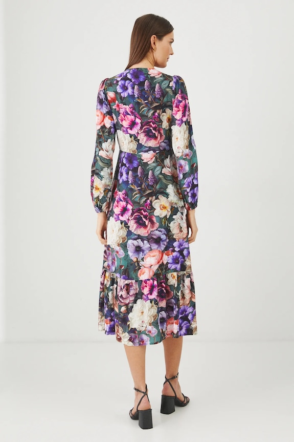 Sukienka damska maxi z wiskozy w kwiaty kolor multicolor RS25-SUD303 multicolor RS25