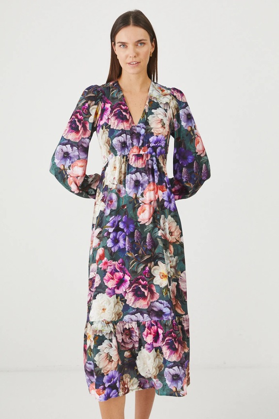 Odzież Sukienka damska maxi z wiskozy w kwiaty kolor multicolor RS25-SUD303 multicolor