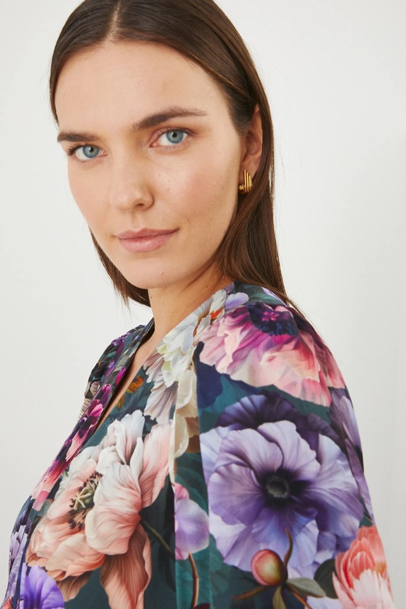Sukienka damska maxi z wiskozy w kwiaty kolor multicolor multicolor RS25-SUD303