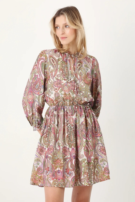 Šaty dámske mini z viskózy vzorované viac farieb mini viacfarebná RS25-SUD501