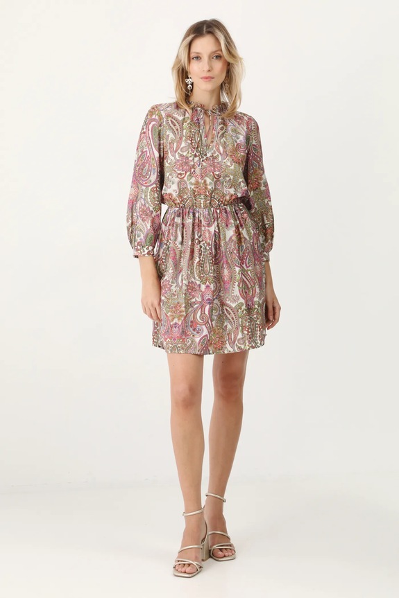 Šaty dámske mini z viskózy vzorované viac farieb RS25-SUD501 viacfarebná RS25