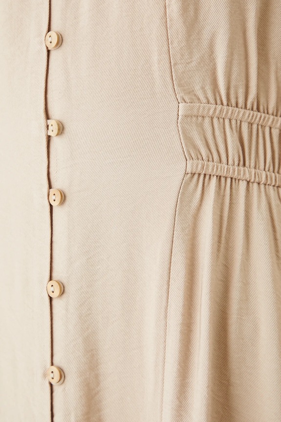 Šaty midi, hladký povrch béžová barva RS25-SUD800 béžová