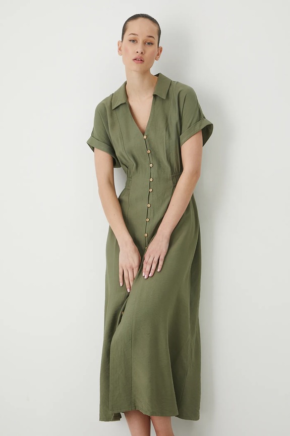 Sukienka damska midi gładka kolor zielony midi zielony RS25-SUD800