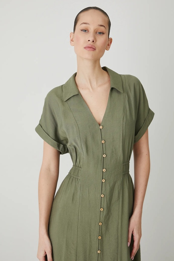 Sukienka damska midi gładka kolor zielony zielony RS25-SUD800