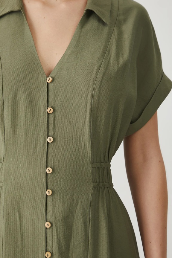 Sukienka damska midi gładka kolor zielony RS25-SUD800 zielony