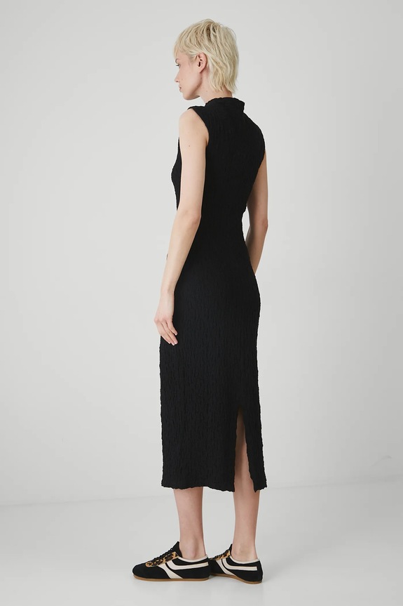 Odzież Sukienka damska midi z fakturą kolor czarny RS25-SUD805 czarny