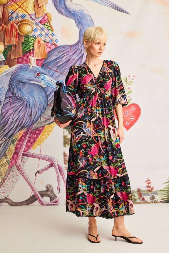 Φόρεμα Medicine εμπριμέ μαύρο RS25-SUD850