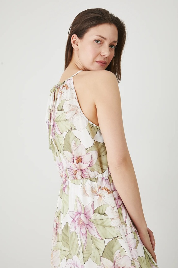 Sukienka damska maxi w kwiaty kolor biały biały RS25-SUD909