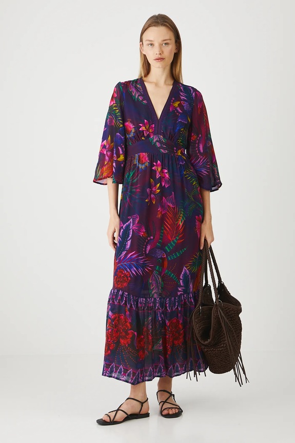 Sukienka damska maxi z wiskozy kolor multicolor RS25-SUDA05 multicolor RS25