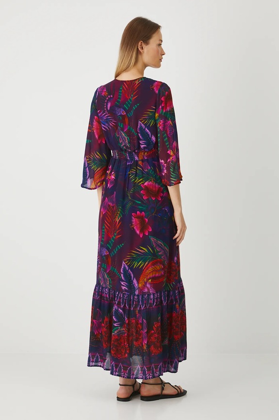 Odzież Sukienka damska maxi z wiskozy kolor multicolor RS25-SUDA05 multicolor