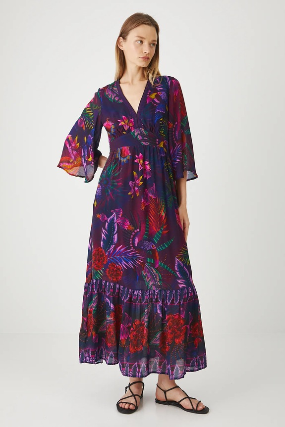 Sukienka damska maxi z wiskozy kolor multicolor multicolor RS25-SUDA05