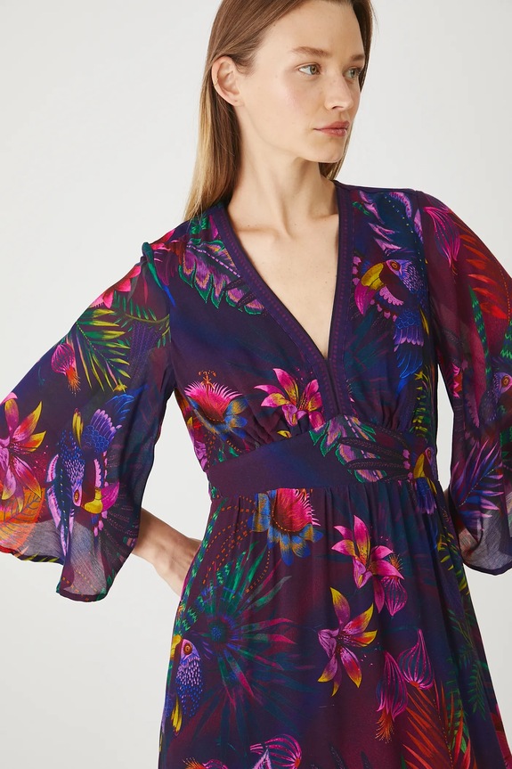 Sukienka damska maxi z wiskozy kolor multicolor RS25-SUDA05