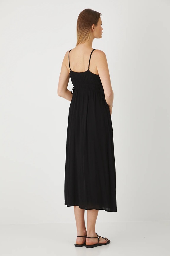 Oblečenie Šaty dámske viskózové midi čierna farba RS25-SUDA08 čierna