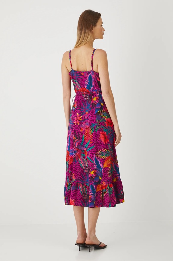 Oblečenie Šaty dámske vzorované z viskózy midi RS25-SUDA09 ružová