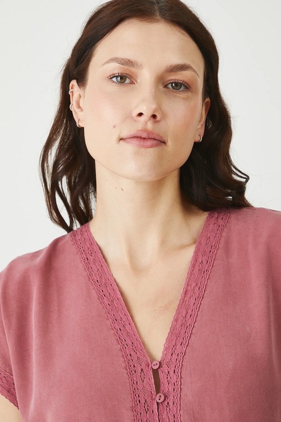 Šaty dámske mini z lyocellu ružová farba ružová RS25-SUDB14