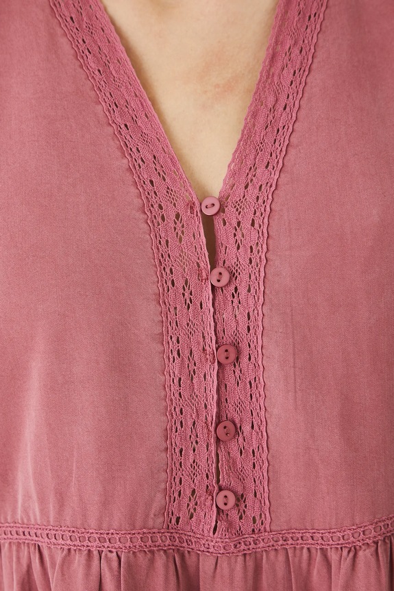 Šaty dámske mini z lyocellu ružová farba RS25-SUDB14 ružová