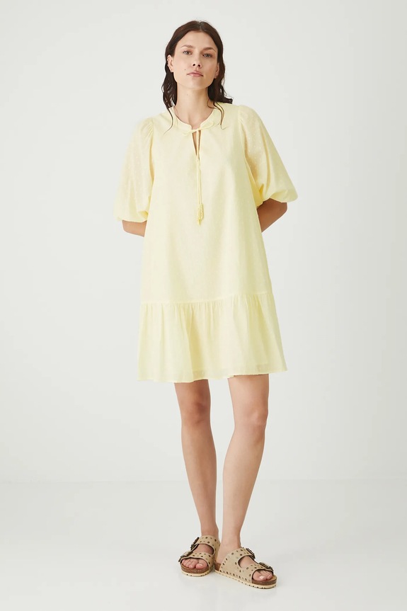 Bavlnené šaty mini s textúrou béžová farba mini béžová RS25-SUDB17