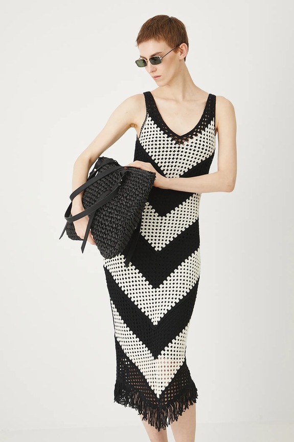 Sukienka bawełniana damska midi z dzianiny kolor multicolor midi multicolor RS25-SUDC04