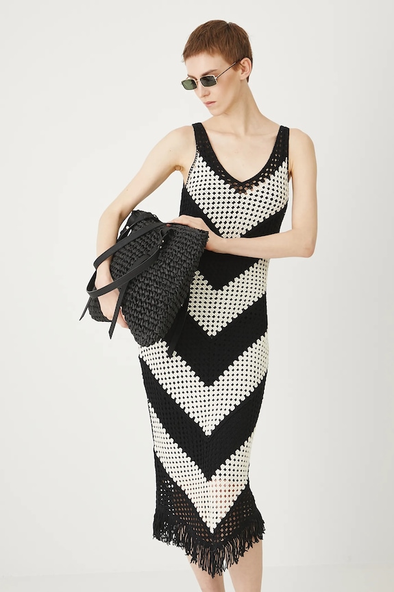 Sukienka bawełniana damska midi z dzianiny kolor multicolor midi multicolor RS25-SUDC04